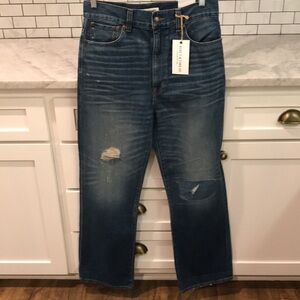 New Rivet & Thread Jeans Womens 27 Selvedge Lasso Wide Leg Distressed Stretch